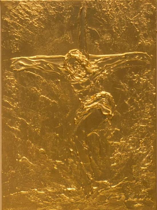 作品名称:耶稣的爱 作品材质:24K 黄金 作品尺寸:48x35cm