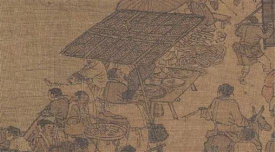 宋 张择端 清明上河图(局部) 虹桥上的卖稠饧摊 绢本设色 北京故宫博物院藏