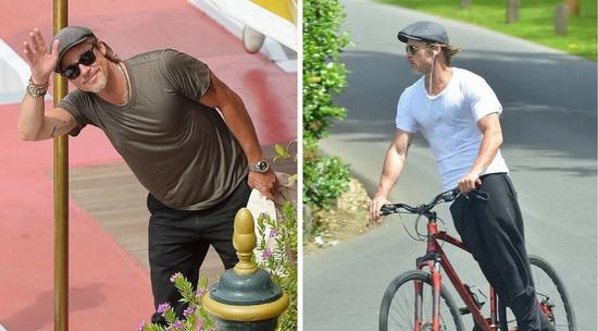 另一位Flat Cap的狂热爱好者Brad Pitt 图片来源(左):©BabiradPicture/REX 图片来源(右):©W8 Media