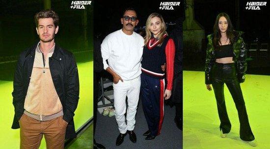 Andrew Garfield (左)、Haider Ackermann& Chloe Grace Moretz(中)、郑秀晶(右)亮相大秀现场