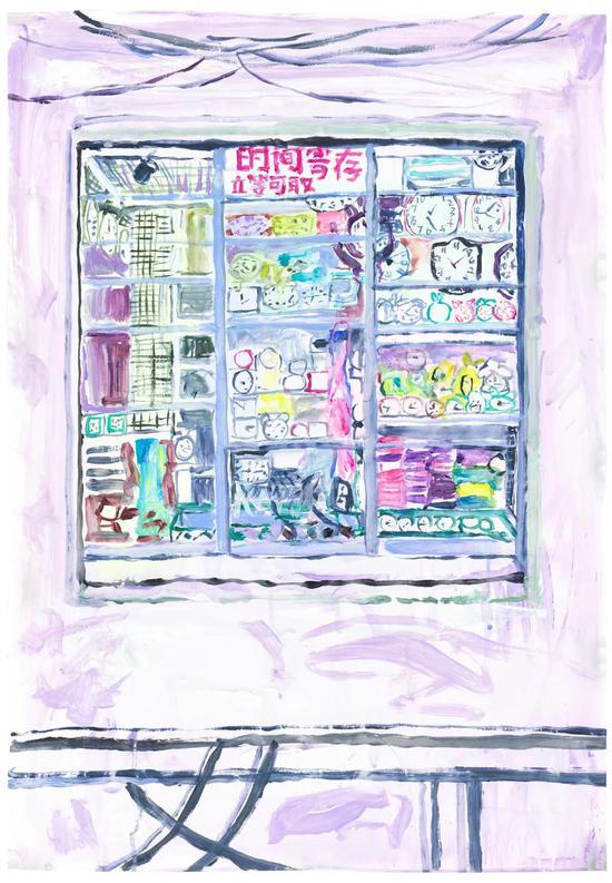MiddleSpace|反空间 焦小健 钟表店 纸本丙烯 80×55cm 2021