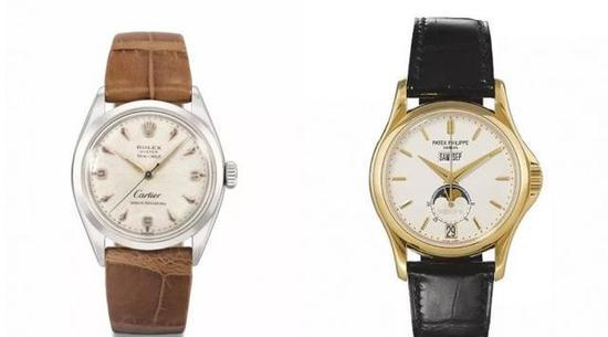 古董劳力士与百达翡丽盘面上还会出现“CARTIER”“WEMPE”等字样