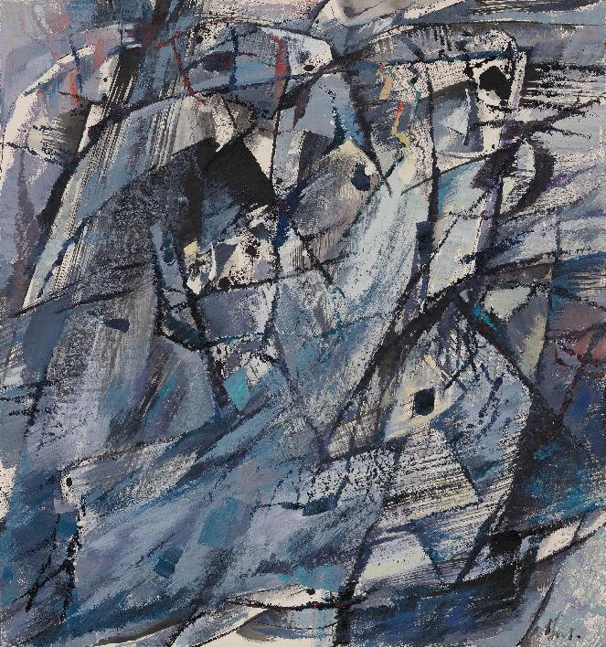 林学明《湿地-014》,纸本设色,90×96cm,2021年
