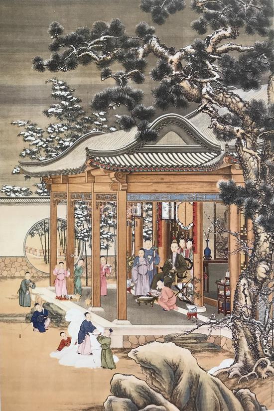 清郎世宁等《乾隆雪景行乐图轴》,故宫博物院藏