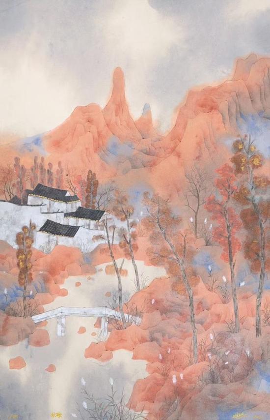 林容生原创加密限量丝网版画《秋歌》
