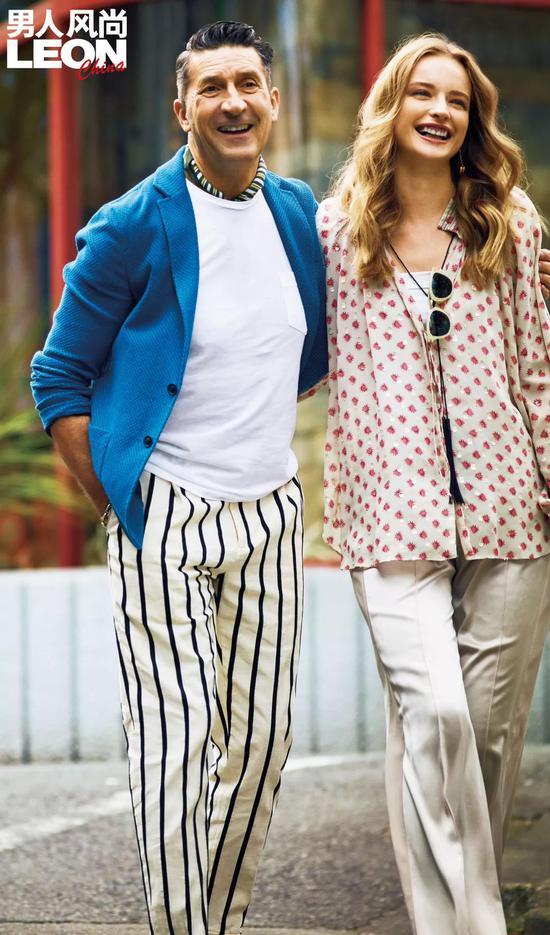 男●裤子 约1685元 /Scotch&Soda、西装 约3550元 /Tjacket,T恤 约1083元 /Drumohr, 丝巾 约469元 /Altair,手链 约10652元 /HUM。女●上衣 约5296元、 裤子 约3370元 / 均为DOROTHEE SCHUMACHER,耳环 约331元 / DOUBL ESTANDARD CLOTHING , 太阳镜 约1986元 /ayame