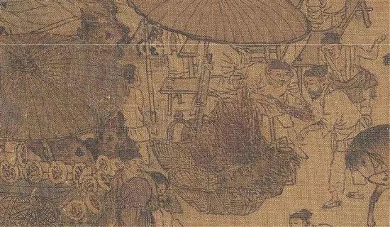 宋 张择端 清明上河图(局部) 第三处卖香椿摊 绢本设色 北京故宫博物院藏