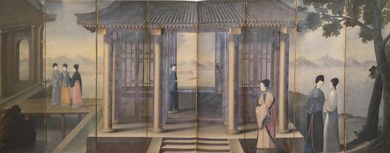 清佚名《桐荫仕女图屏》(共八扇),故宫博物院藏