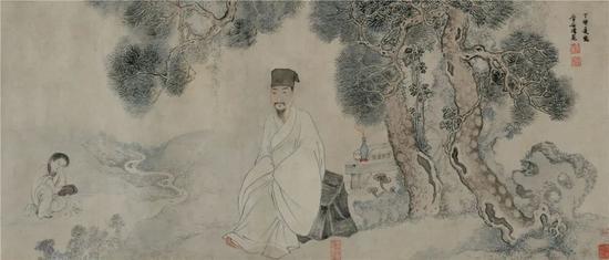 明《菁林子像卷》,曾鲸画像,陈范补景, 中国国家博物馆藏