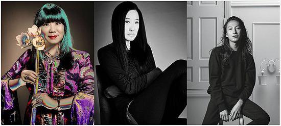 从左至右:Anna Sui、Vera Wang、Alexander Zhou