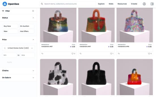 曾经自 NFT 交易平台 OpenSea上出售的 MetaBirkins 产品