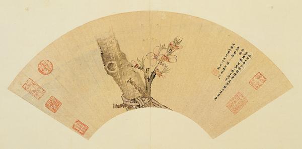 桃花扇面,明,陈洪绶,台北故宫博物院藏。