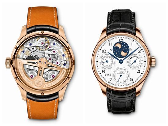 IWC万国表葡萄牙系列万年历腕表“150 周年”特别版(型号:IW503405),图片来源于IWC。