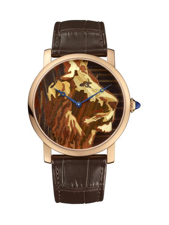 CARTIER 卡地亚秸秆细工镶嵌雄狮装饰腕表