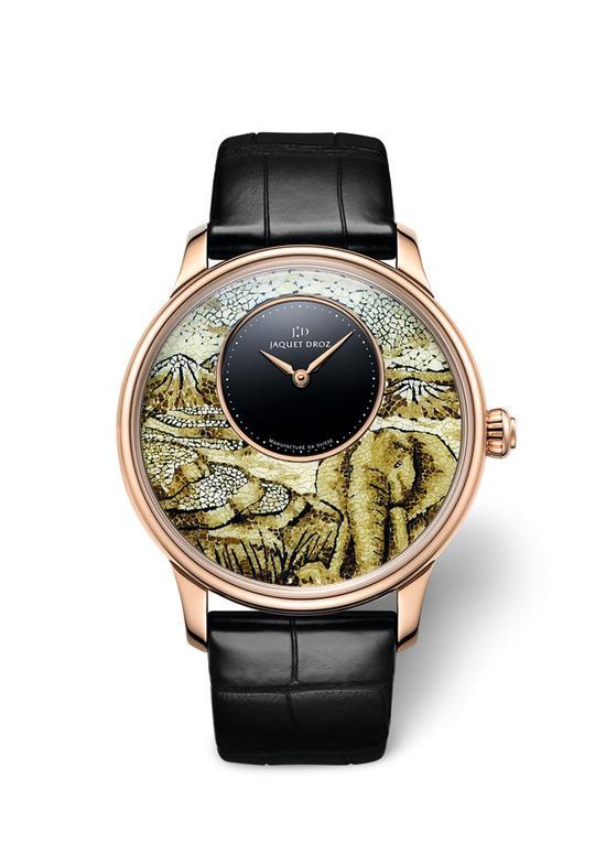 JAQUET DROZ 雅克德罗拼镶大象时分小针盘腕表