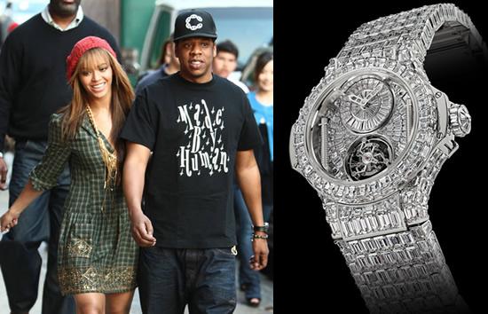 Beyoncé送给老公Jay-Z的生日礼物定制款宇舶Big Bang钻石陀飞轮,价值300万美元