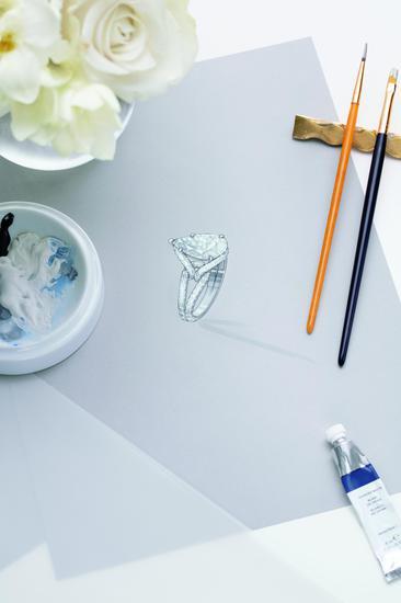 海瑞温斯顿Bridal Couture系列,水滴形订婚钻戒