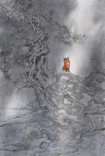 林于思 Lin Yusi《飞云石 Dolomite》纸本设色 Ink & color on paper 68x45cm 2021