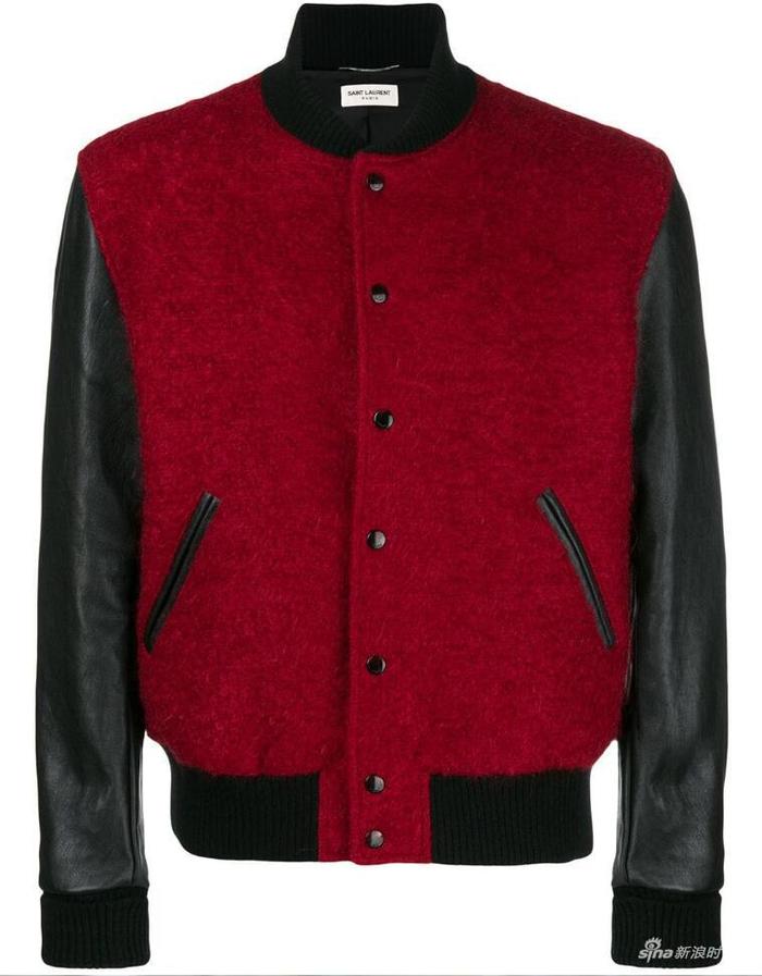 SAINT LAURENT 拼色棒球夹克