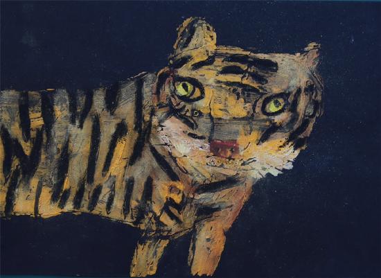 版画老虎,21_30,版画,杨逸隽,9岁,指导老师:顾胤熠,2021