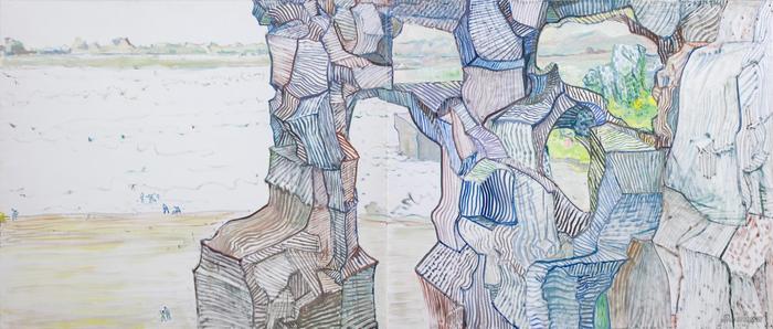 风景,布面油画 ,200x400cm, 2018