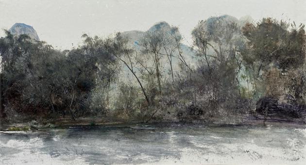 《幽》 27x50cm 纸本油彩 2020年