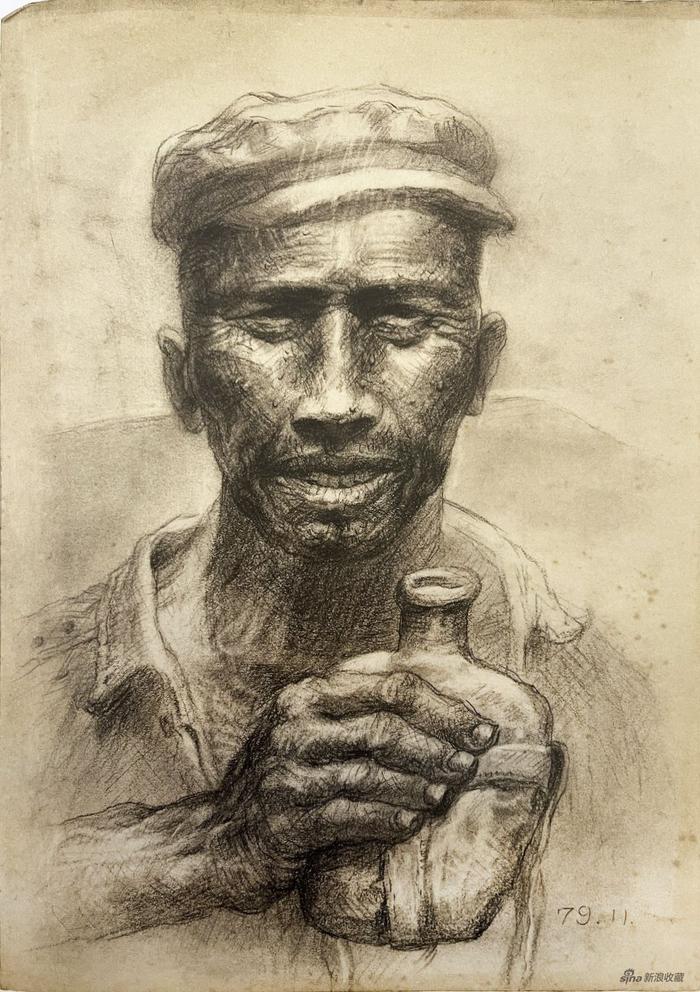 《父亲》系列手稿,纸本素描,43.5 × 30 cm,1979