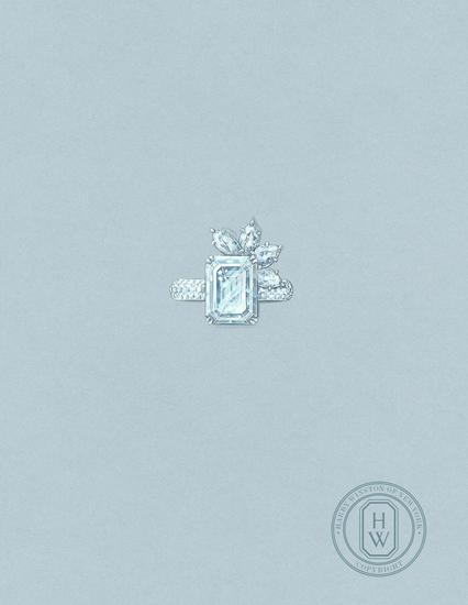 海瑞温斯顿Bridal Couture系列,祖母绿形切工订婚钻戒