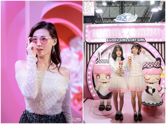 (青年演员刘润南在CGCGirls X Joybrain撕裂熊展位,AKB48TeamSH毛唯嘉、刘念在52TOY展位)