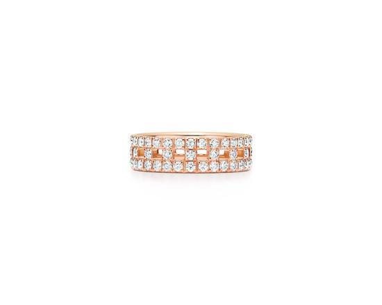 Tiffany&Co. 蒂芙尼T系列 T True 18K玫瑰金铺镶钻石戒指