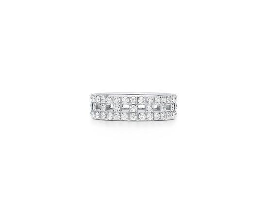 Tiffany&Co. 蒂芙尼T系列 T True 18K白金铺镶钻石戒指