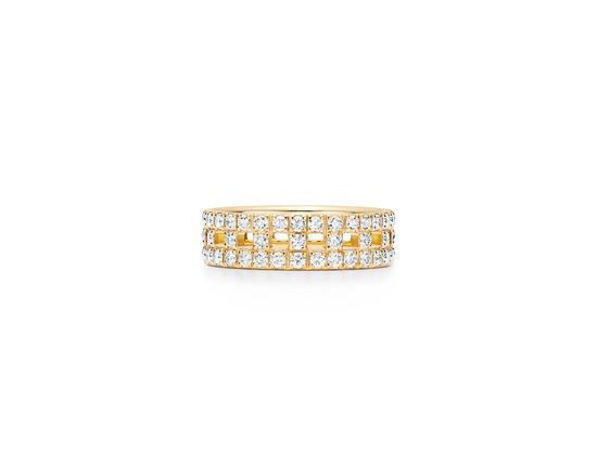Tiffany&Co. 蒂芙尼T系列 T True 18K黄金铺镶钻石戒指
