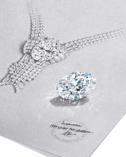 全新Tiffany & Co. 蒂芙尼高级珠宝钻石项链,镶嵌一颗80克拉D色内部无瑕级非凡美钻,灵感来自1939年世博会典藏项链