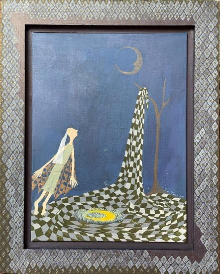 卓莹 Zhuo Ying《月亮风筝 The Kite of Moon》布面丙烯 Acrylic on canvas 42x53cm 2021