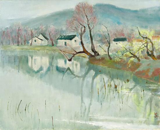Lot.762 苏天赐 江南风景 1990年代 布面油画 81×100cm。 出版:《21世纪的投资瑰宝:中国油画》,香港东方艺术基金会, 2006年 ,第218页 《寻脉造山:宝龙美术馆开馆展》,宝龙美术馆,上海,2017年,第53页 展览:“寻脉造山:宝龙美术馆开馆展”,2017年11月18日至2018年4月18日,宝龙美术馆,上海 来源:北京拍卖会,2003年7月12日,拍品编号32 现藏者得自上述拍卖