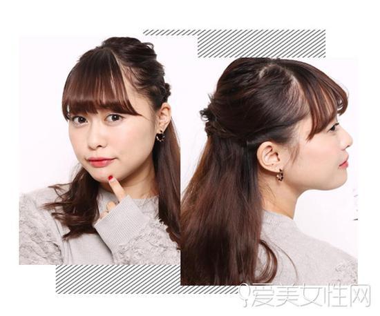 齐刘海发型扎法教程 2分钟搞定甜美