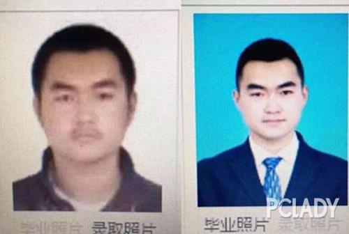 看看上图这哥们,左边的录取照片简直像罪犯