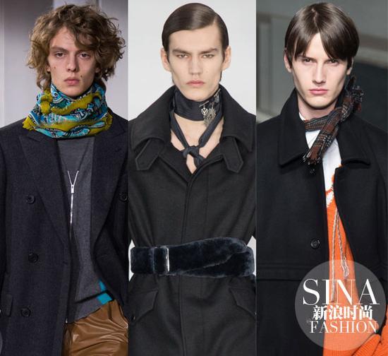 2016秋冬男装系列 左起:Hermes、LV、Raf Simons