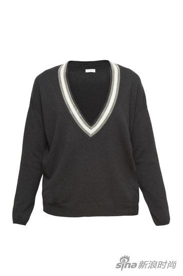BRUNELLO CUCINELLI 镶边V领羊绒毛衣