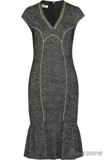 Boutique Moschino 刺绣羊毛混纺花呢连衣裙