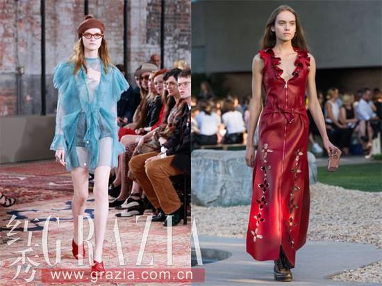 左:Gucci 2016早春系列 右:Louis Vuitton 2016早春系列