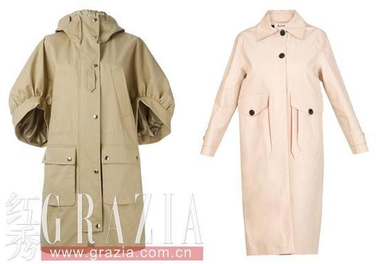 左:Givenchy超大款蓬袖派克大衣 右:Acne Studios 外套
