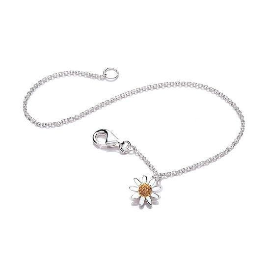 Daisy 18K镀金925纯银 复古系列 10mm单颗小雏菊挂坠手链(亚马逊进口直采 英国品牌) 活动价299元