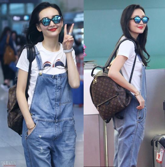 王鸥:Louis Vuitton 双肩背包