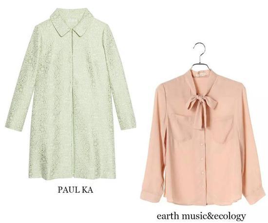 ☆Earth music & Ecology系带衬衣 &Paule Ka 春夏古典花卉压纹大衣