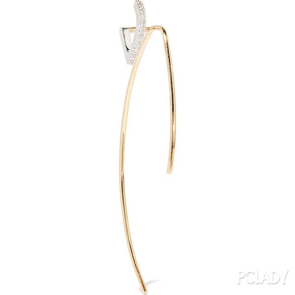 Elodie Blanc Twirl 18K 黄金钻石镀铑单只耳坠 $789