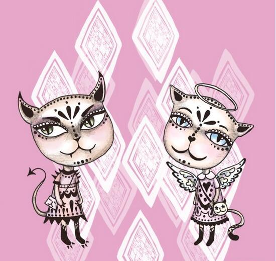 (在Paola Ivana Suhonen的笔下,天使恶魔猫多了份北欧风情)