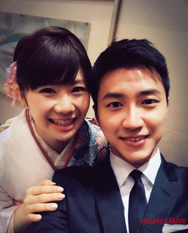 福原爱与江宏杰结婚报告会的自拍