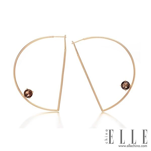 HEFANG Jewelry:咖啡水珠半圆耳环