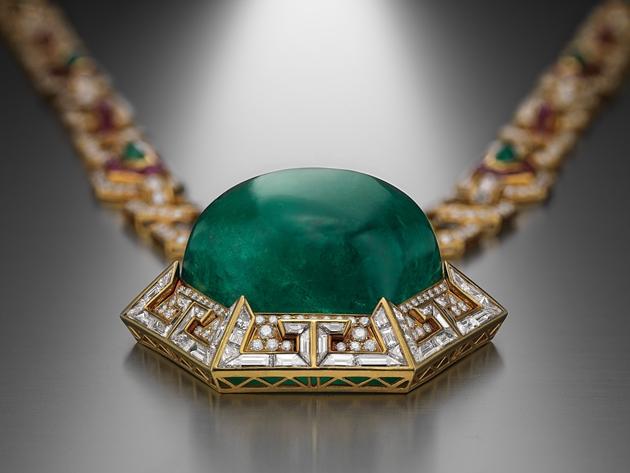 BVLGARI+祖母绿、红宝石黄金镶钻长项链